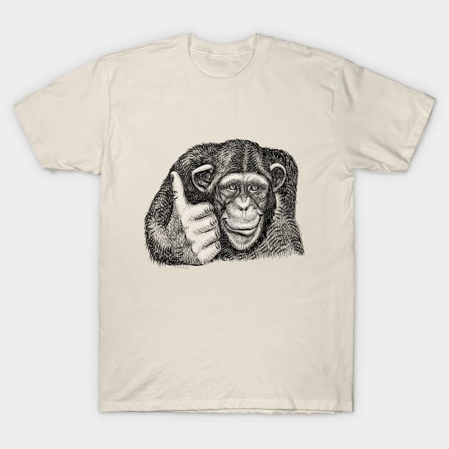 Chimpanzee Thumb Up T-Shirt by tsign703